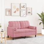 vidaXL Tweezitsbank met sierkussens 120 cm fluweel roze, Huis en Inrichting, Verzenden, Nieuw, Tweepersoons, Stof