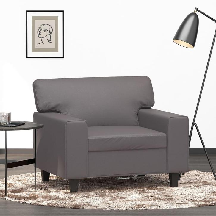 vidaXL Fauteuil 60 cm kunstleer grijs, Huis en Inrichting, Banken | Bankstellen, Nieuw, Minder dan 150 cm, Leer, Eenpersoons, Verzenden