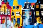 1039 - Schilderij (groot) Amsterdam in Herman Brood stijl, Oorspronkelijke maker, Verzenden, Nieuw, Schilderij