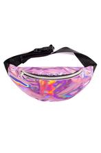 Roze Holografische Heuptas Zijdeglans Fanny Pack 1 Vak Zwart, Ophalen of Verzenden, Nieuw, Overige kleuren, Overige typen