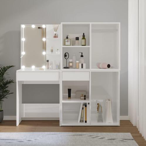 vidaXL Kaptafel met 2 kastjes en LEDs bewerkt hout, Huis en Inrichting, Tafels | Kaptafels, Nieuw, Verzenden