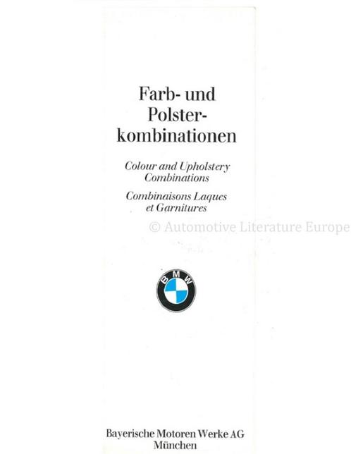 1971 BMW PROGRAMMA KLEUREN EN BEKLEDING BROCHURE, Boeken, Auto's | Folders en Tijdschriften, BMW