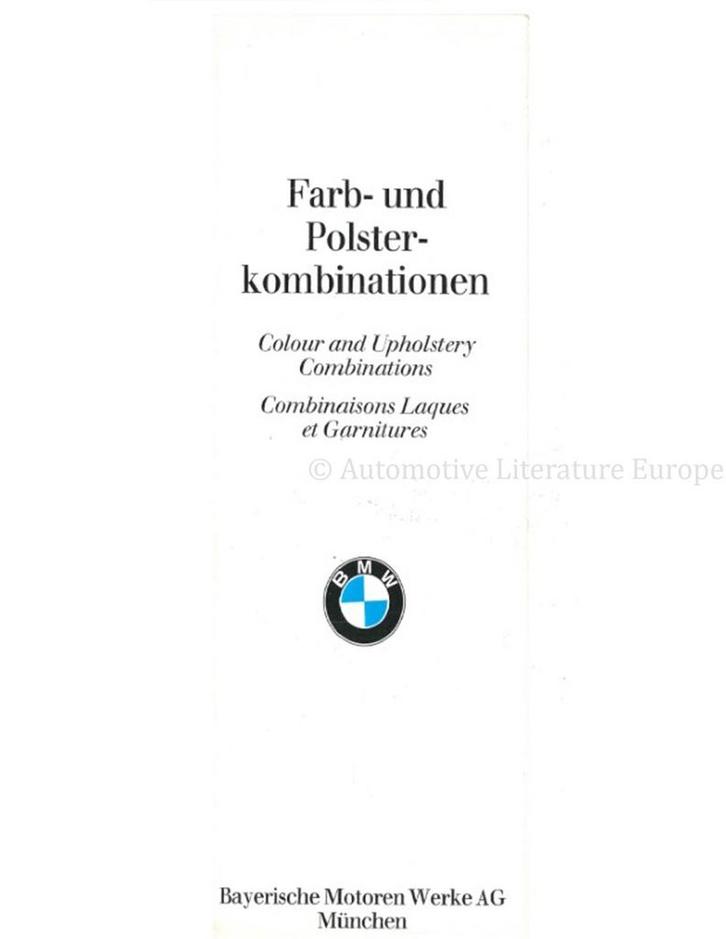1971 BMW PROGRAMMA KLEUREN EN BEKLEDING BROCHURE, Boeken, Auto's | Folders en Tijdschriften, BMW