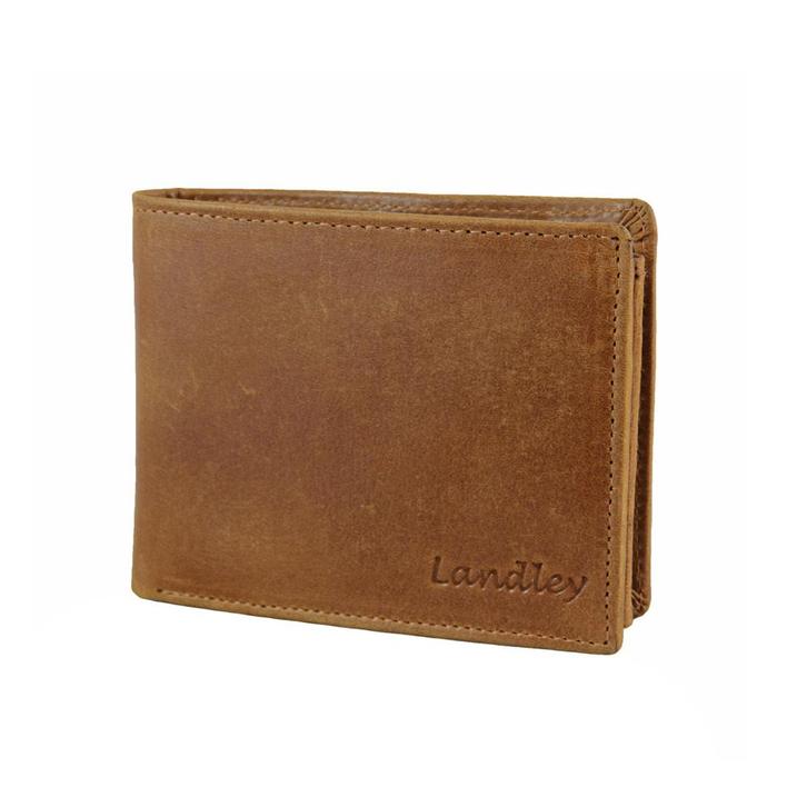 Landley Heren Portemonnee Pull-up Leer - Anti-skim - Bruin, Sieraden, Tassen en Uiterlijk, Portemonnees, Bruin, Nieuw, Overige merken
