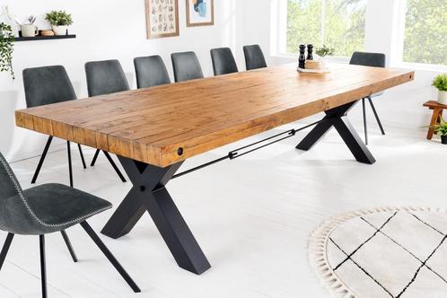 Massief houten eettafel THOR 300cm vintage bruin grenen, Huis en Inrichting, Tafels | Eettafels, Ophalen of Verzenden