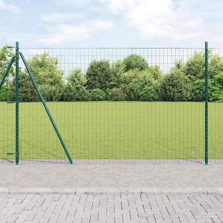 vidaXL Hek met Paal Groen 1,4 x 10 m Staal en PVC, Tuin en Terras, Schuttingen, Nieuw, IJzer, Verzenden