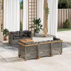 vidaXL 6-delige Loungeset met kussens poly rattan grijs, Tuin en Terras, Tuinsets en Loungesets, Verzenden, Nieuw, Rotan, Loungeset