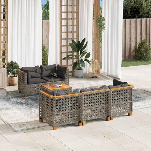 vidaXL 6-delige Loungeset met kussens poly rattan grijs, Tuin en Terras, Tuinsets en Loungesets, Loungeset, Nieuw, Rotan, Verzenden