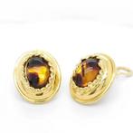 MONET Vintage Faux Amber Chunky Cocktail Clip On Earrings -