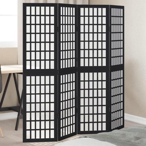 vidaXL Kamerscherm met 4 panelen massief paulowniahout zwart, Huis en Inrichting, Woonaccessoires | Kamerschermen, Nieuw, Verzenden
