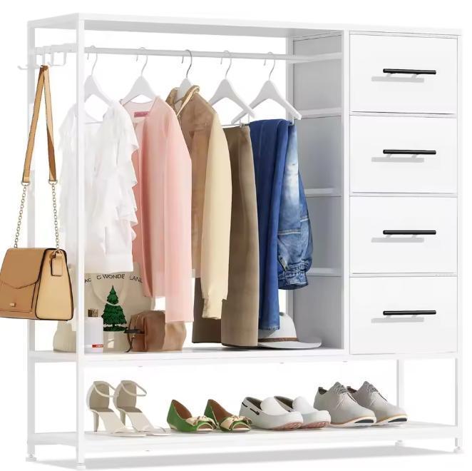 Kledingrek met 4 Lades, Kledingroede en Haken – Metaal MDF, Huis en Inrichting, Kasten | Kledingkasten, Nieuw, Verzenden