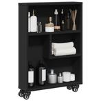 vidaXL Opbergtrolley smal 48x13x68 cm bewerkt hout zwart, Huis en Inrichting, Kasten | Boekenkasten, Verzenden, Nieuw, Overige houtsoorten