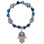 Fako Bijoux® - Kralenarmband - Hamsa - Blauw, Verzenden, Nieuw