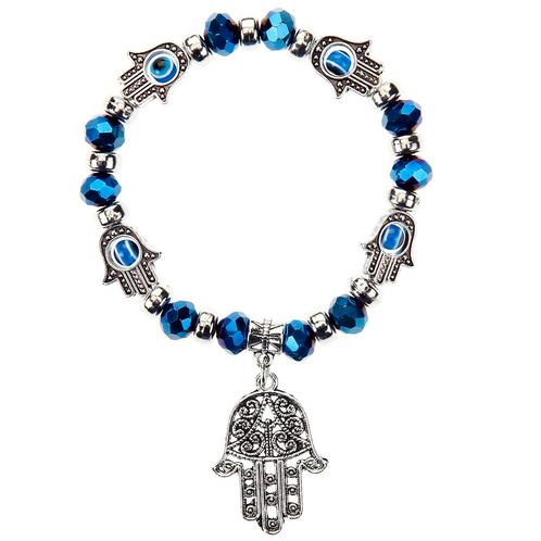 Fako Bijoux® - Kralenarmband - Hamsa - Blauw, Sieraden, Tassen en Uiterlijk, Armbanden, Verzenden