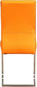 Oranje leren industriële eetkamerstoel - poot vierkant rvs -, Nieuw, Modern, Leer, Ophalen of Verzenden