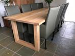 Set van 6 leren eetkamerstoelen - met wieltjes en hoge rug -, Huis en Inrichting, Stoelen, Overige kleuren, Nieuw, Leer, Ophalen of Verzenden