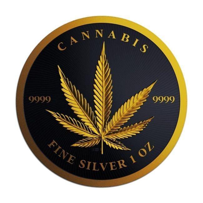 1 Troy Ounce - Zilver .999 - 2024 1 oz Chad Cannabis Black, Postzegels en Munten, Edelmetalen en Baren