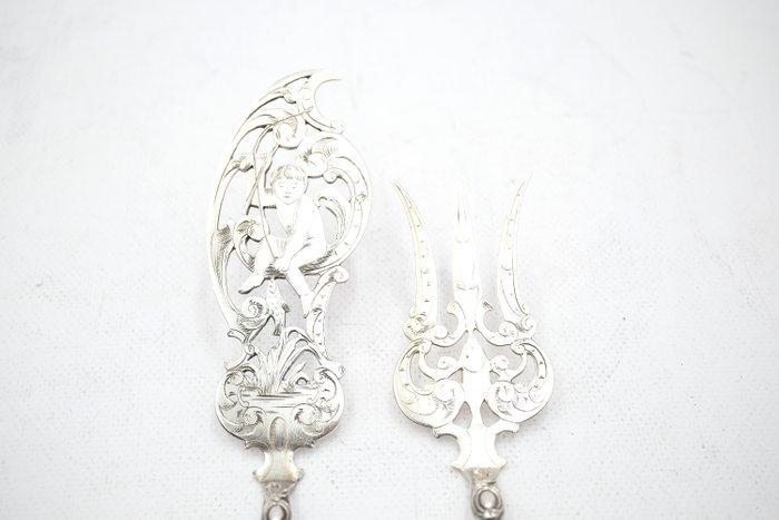 Visbestekset (2) - .833 zilver - Cherub Motif, Antiek en Kunst, Antiek | Goud en Zilver