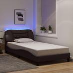 vidaXL Bedframe met LED zonder matras 100x200 cm stof, 100 cm, Eenpersoons, Bruin, Verzenden