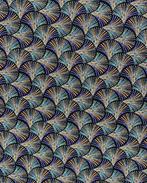 Cretonne Katoen Waaiers Blauw, Nieuw, Blauw