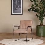 Direct meenemen | Taupe leren retro fauteuil | taupe leer |, Huis en Inrichting, Fauteuils, Nieuw, Ophalen of Verzenden, Industrieel