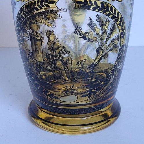 Meyr `s Neffe - dekselvaas - Kristal - Amber, Antiek en Kunst, Antiek | Glas en Kristal