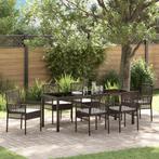 vidaXL 7-delige tuinset met kussens bruin poly rattan, Verzenden, Nieuw, Rotan, Tuinset