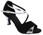 Latin Salsa Dames Dansschoenen in Zwart nubucklook met zilve, Ophalen of Verzenden, Nieuw, Schoenen