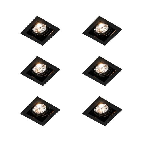 Set van 6 Vierkante inbouwspot zwart verstelbaar - Artemis, Huis en Inrichting, Lampen | Spots, Nieuw, Metaal of Aluminium