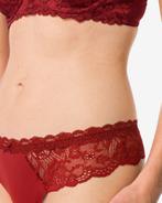 HEMA Damesstring micro met kant donkerrood 2+1 gratis, Kleding | Dames, Verzenden