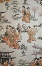 Nieuwe exclusieve oosterse stof met geisha-lithografieën -