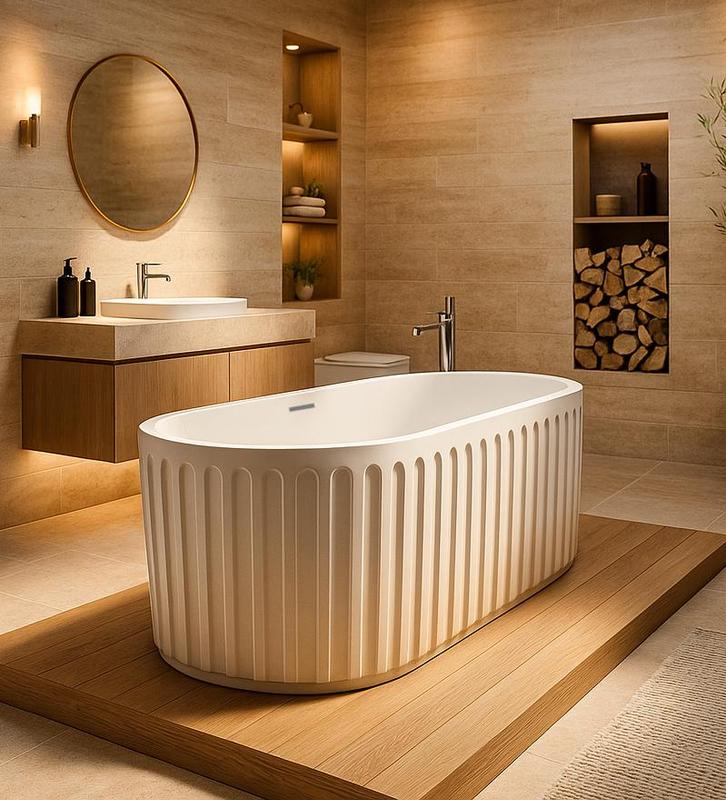Ligbad Anna 170 x 78 x 58 cm Vrijstaand Bad wit, Doe-het-zelf en Verbouw, Sanitair, Nieuw, Bad, Verzenden