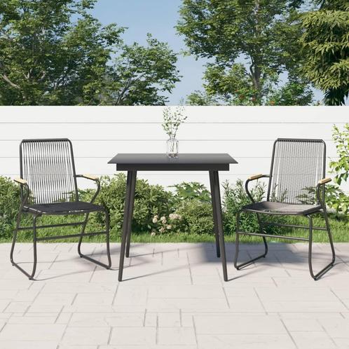vidaXL 3-delige Tuinset PVC-rattan zwart, Tuin en Terras, Tuinsets en Loungesets, Tuinset, Nieuw, 2 zitplaatsen, Rotan, Verzenden
