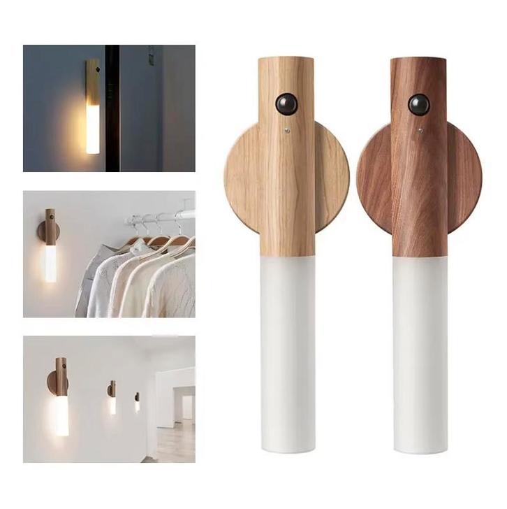 Magnetische Wandlamp LED Hout - Intelligente Bewegingssensor, Huis en Inrichting, Lampen | Wandlampen, Nieuw, Verzenden