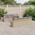 vidaXL Tuin Sofa Set met kussen met opslag 9 pcs Beige Poly, Tuin en Terras, Tuinsets en Loungesets, Verzenden, Nieuw, Rotan
