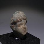 Oud-Grieks Faience Bead Head. 3,6 cm H.