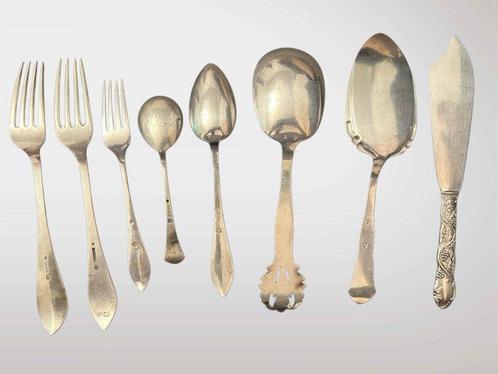 Set of 8 Danish Silver Cutlery Pieces – Denmark, 1903 – 450, Antiek en Kunst, Antiek | Goud en Zilver