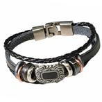 Fako Bijoux® - Armband - Leder Exclusive - Schild - 19cm -, Verzenden, Nieuw