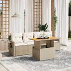 vidaXL 5-delige Loungeset met kussens poly rattan beige, Tuin en Terras, Tuinsets en Loungesets, Verzenden, Nieuw, Rotan, Loungeset
