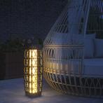 TRUUSK Solarlamp LED Tuinlamp Met Rattan En Lichtsensor, Gri, Verzenden, Nieuw