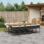 vidaXL 11-delige Tuinset met kussens poly rattan zwart, Tuin en Terras, Meer dan 8 zitplaatsen, Nieuw, Tuinset, Verzenden