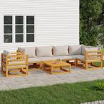 vidaXL 7-delige Loungeset met lichtgrijze kussens massief, Tuin en Terras, Tuinsets en Loungesets, Verzenden, Nieuw, Hardhout