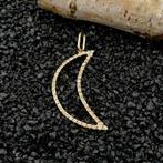 18 Krt. Gouden hanger van een maan met zirconia (geelgoud), Ophalen of Verzenden, Gebruikt, Goud, Overige merken