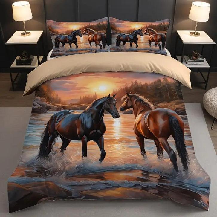 Eenpersoons Dekbedovertrek 140 x 200 - Paarden, Huis en Inrichting, Slaapkamer | Beddengoed, Verzenden