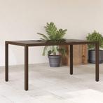 vidaXL Tuintafel met glazen blad 150x90x75 cm poly rattan, Verzenden, Nieuw