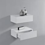 Wandplank met lade set van 2 zwevend 46x30x15 cm wit glanzen, Huis en Inrichting, Woonaccessoires | Wandplanken en Boekenplanken
