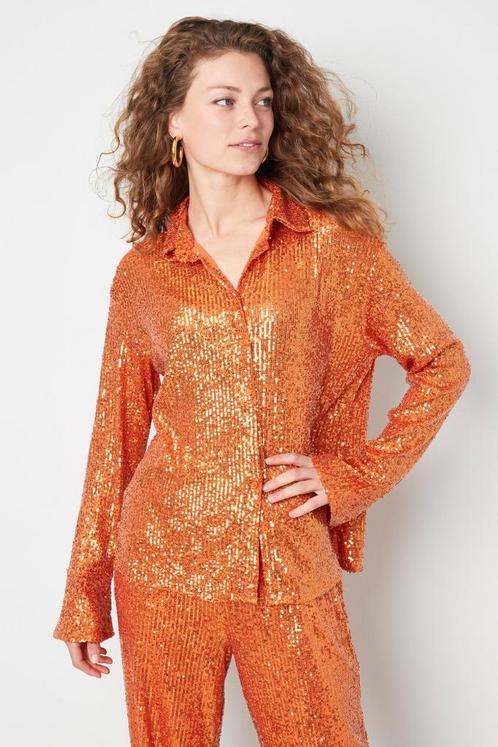Glitter Blouse - Oranje, Kleding | Dames, Blouses en Tunieken, Oranje, Nieuw, Verzenden