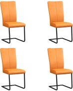 Set van 4 Lichtcognac leren industriële eetkamerstoelen - po, Huis en Inrichting, Stoelen, Overige kleuren, Nieuw, Leer, Ophalen of Verzenden