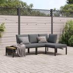 vidaXL 3-delige Loungeset met kussens aluminium zwart, Verzenden, Nieuw, Aluminium, Loungeset