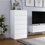 Ladekast met 6 Lades – Hoge Houten Dressoir Wit/Zwart, Huis en Inrichting, Kasten | Dressoirs, Verzenden, Nieuw